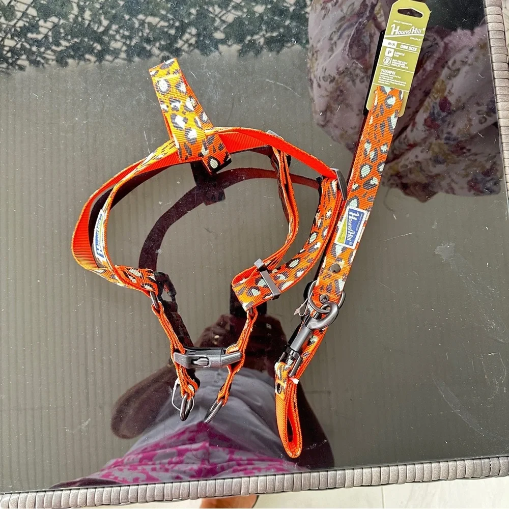 Hound hill dog Orange Leopard Print Harness